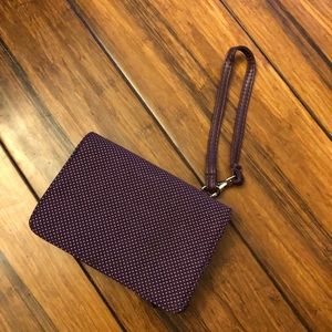 Thirtyone retired plum polka dot wrist wallet